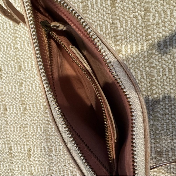 ABLE Fozi Leather Wristlet Bone Beige Color - Picture 5 of 6